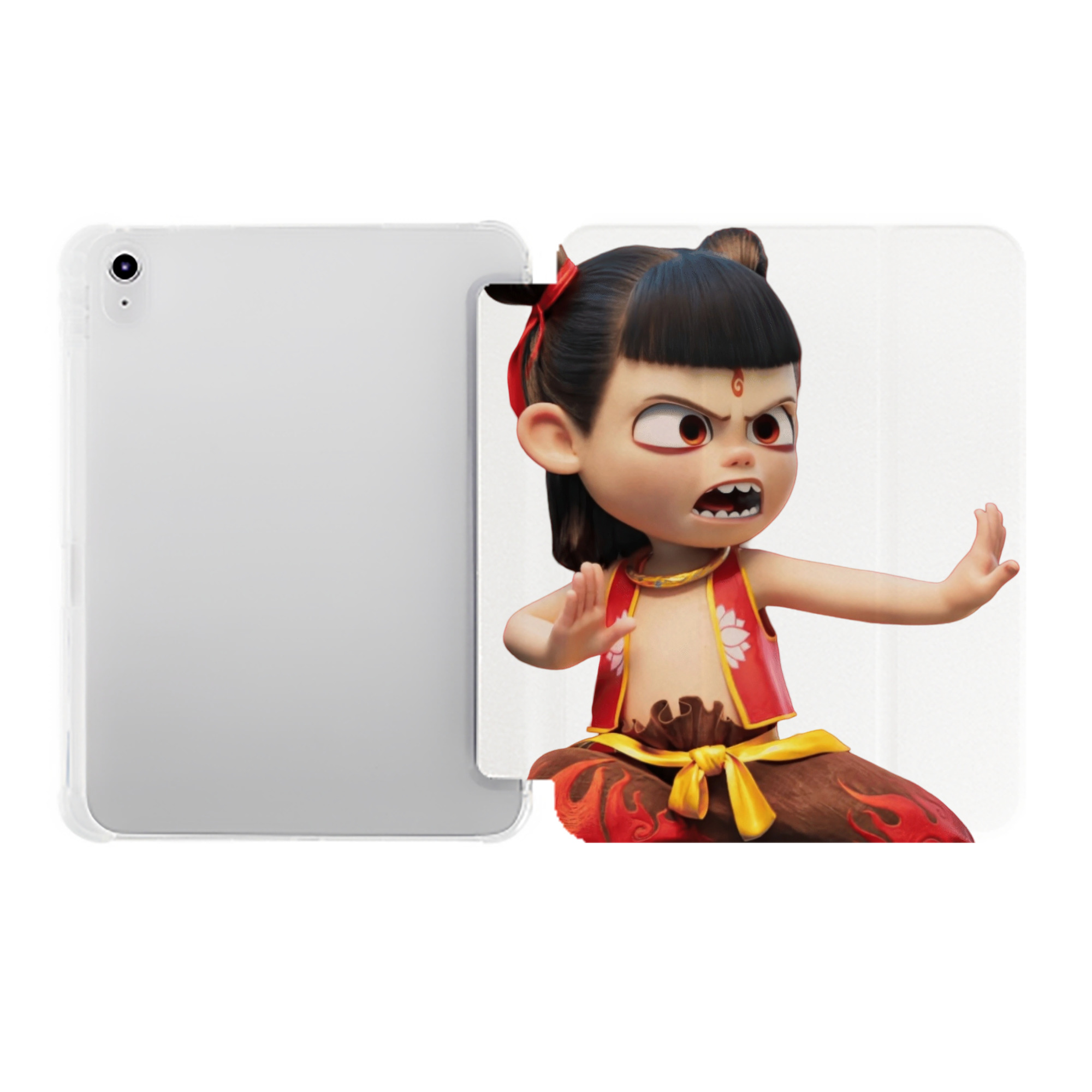 （画像用） Ne Zha 2 ナタ 魔童の大暴れ IPad ケース ペン収納付き 三つ折りスタンド PUレザー×シリコン 対応機種9.5/10.5/10.9インチ